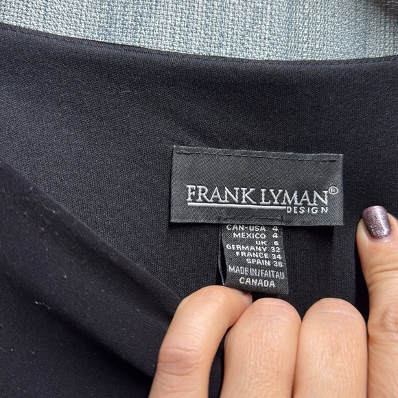 Frank Lyman Design Black Asymmetrical Sheath Dress with Dolman Sleeves - Picture 4 of 6